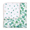 Masilo Bamboo Muslin Modern Newborn Baby Blanket, Sustainable, Unisex/Tropical/Leaf, Summer Baby Essentials, Pack of 1, Green