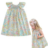 Simplee Kids Baby Floral Dress Toddler Smocking Dress Little Girls Casual Dress Floral Print Sundress For Spring Summer Dress 24