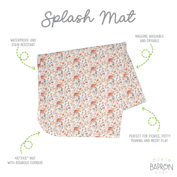 Bapronbaby Peachy Dream Splash Mat - Waterproof Catch-All For Under High Chairs, Floors, Tables, Playtime Or Arts & Crafts - Mac