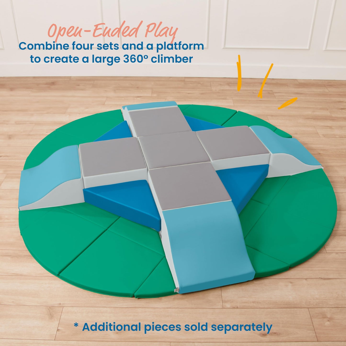 Ecr4Kids Softzone Junior Adventurer'S Summit Slide, Corner Climber, Contemporary, 4-Piece