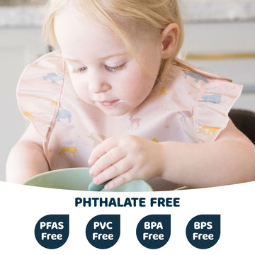 Tiny Twinkle Mess-Proof Baby Bib - Waterproof Bib For Baby Girl - Machine Washable - Adjustable Closure - Pvc Bpa & Phthalate Fr