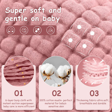 Looxii Muslin Burp Cloths 100% Cotton Muslin Cloths 12 Pack Large 20''X10'' Extra Soft And Absorbent Baby Burping Cloth For Boys