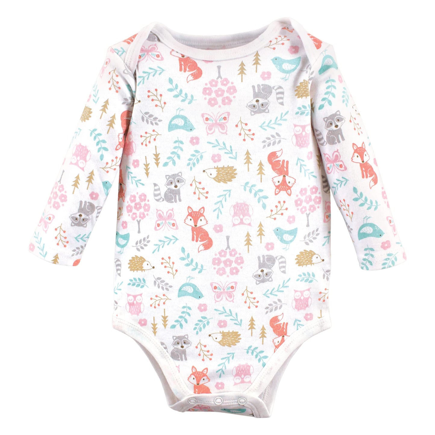 Hudson Baby Unisex Baby Cotton Long-Sleeve Bodysuits, Woodland Fox, 0-3 Months