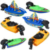 TOYANDONA 6Pcs Boat Bath Toys, Speedboat Wind Up Bath Toys Plastic Boats Floating Bath Toy Boats Bathtub Toys for Baby Toddlers