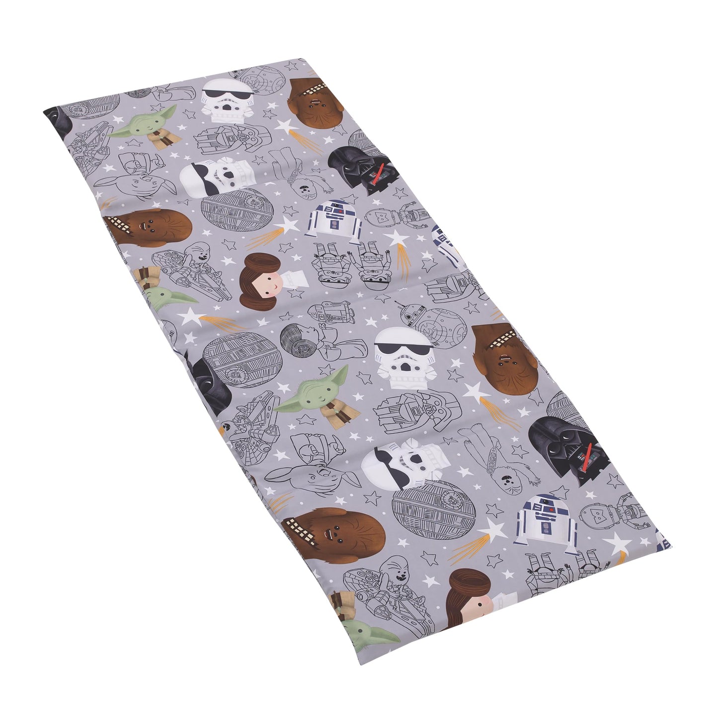 Star Wars Welcome to The Galaxy Navy and Gray Yoda, Princess Leia, R2-D2, Chewbacca, and Darth Vader Preschool Nap Pad Sheet