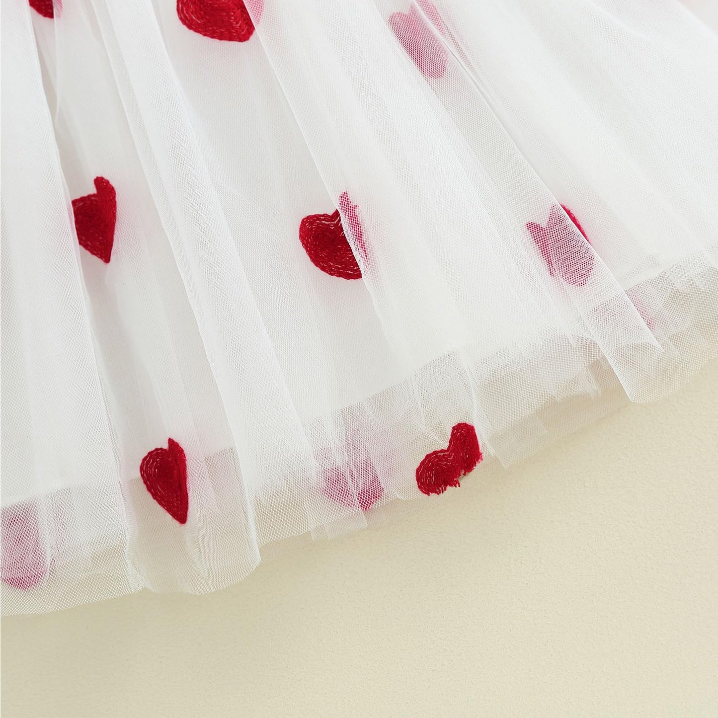 Toddler Baby Girl Valentines Day Outfit Knitted Ruffle Long Sleeve Dress Heart Tulle Tutu Skirt Dresses Spring Fall Clothes (Red