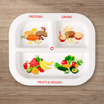 Health Beet Portion Plate For Kids, Toddlers - Rectangle Kids Plate With Dividers And Nutrition Portions For Healthy Eating Habi