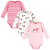 Hudson Baby Unisex Baby Cotton Long-Sleeve Bodysuits, Pink Moose Bear, 0-3 Months