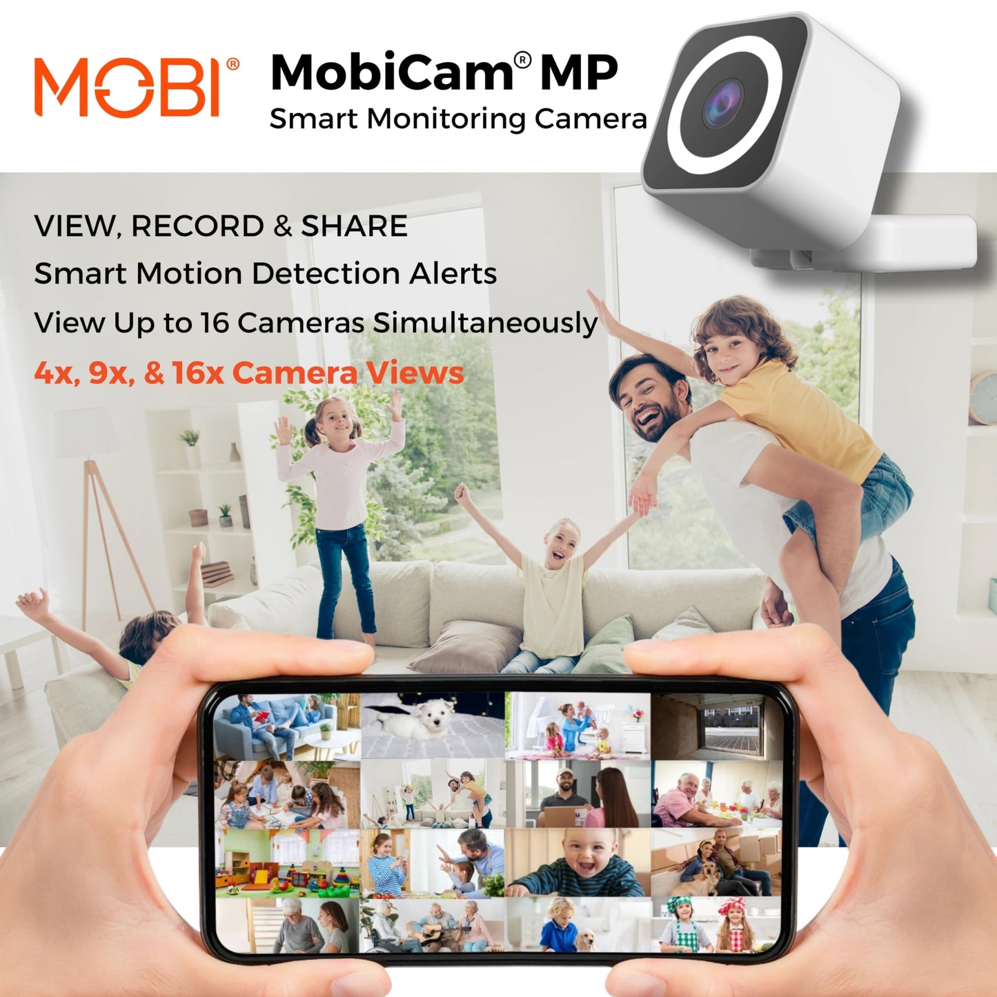 Mobicam Baby & Home Monitor Camera, Mobicam Mp Pet Camera, Ai Motion Detection, 3 Megapixel, 2-Way Audio, Night Vision, Dual-Ban