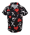 Unique Baby Boys Valentine'S Day Xox Print Polo Pullover Shirt (9) Black