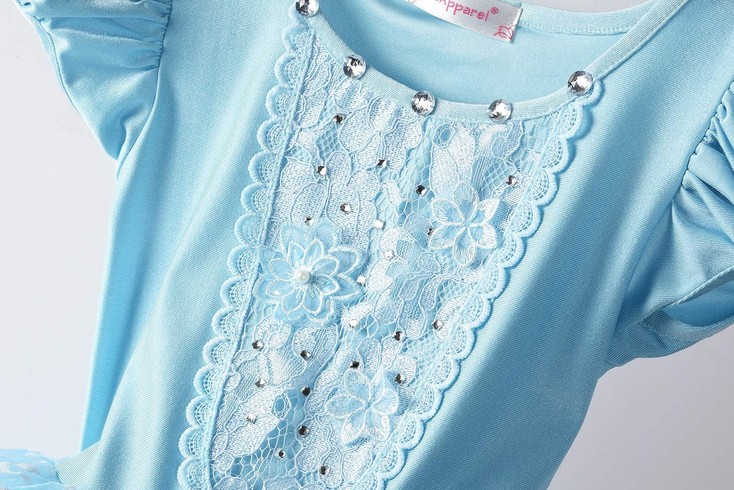 Jerrisapparel Girls Princess Costume Puff Sleeve Fancy Birthday Party Dress Up (7, Blue With Accessories)