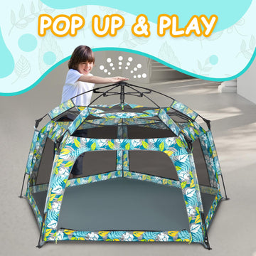 Funsland Playpen Pop-Up Tent For Baby - Outdoor Play Tent For Beach With Canopy Portable Play Yard For Kids And Toddlers
