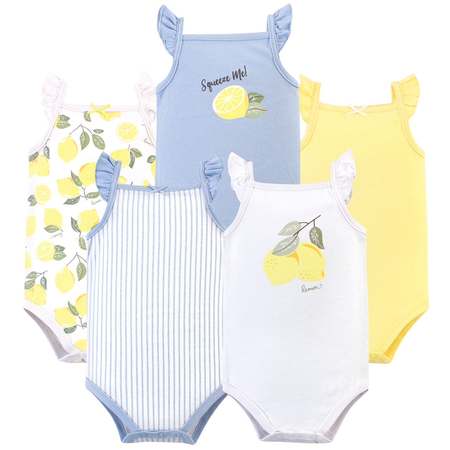 Hudson Baby Baby Girls Cotton Sleeveless Bodysuits Tank Top, Lemon, 3-6 Months Us