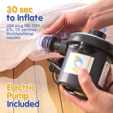 Sleepah Inflatable Toddler Travel Bed Portable Kids Air Mattress Set W Safety Bed Rail Guards For Kids & Toddlers - Set Includes