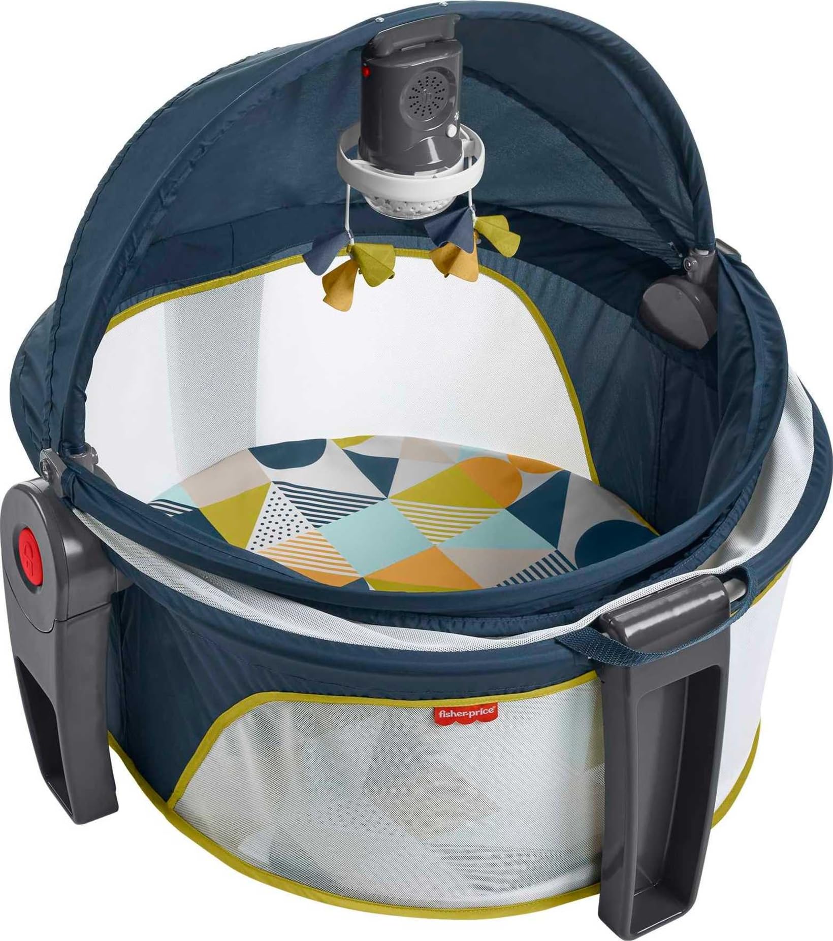 Fisher-Price Portable Baby Bassinet Deluxe On-The-Go Projection Dome, Travel Play Space For Newborns With Lights Music & Canopy,
