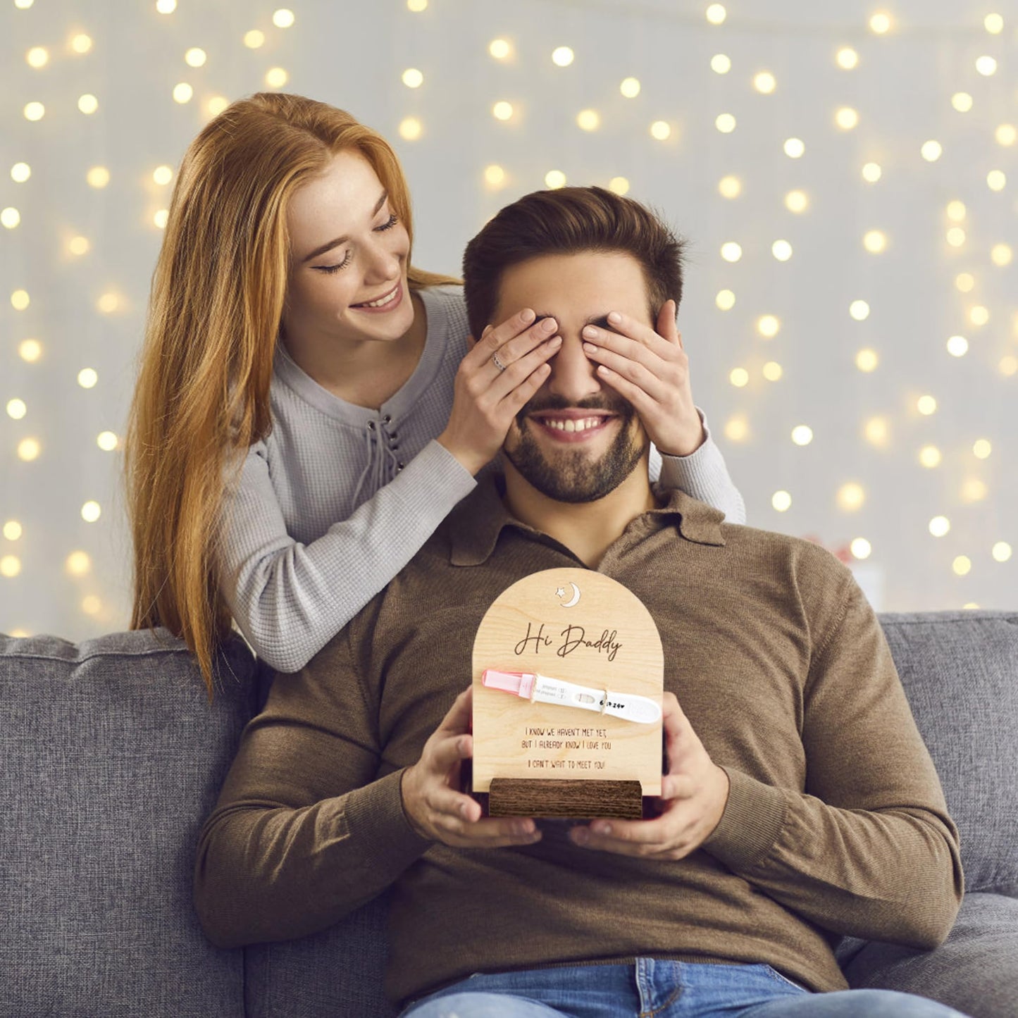 Pregnancy Announcement For Dad- Hi Daddy Pregnancy Test Keepsake Wooden Sign- Baby Surprise Announcement Ideas, Pregnancy Reveal