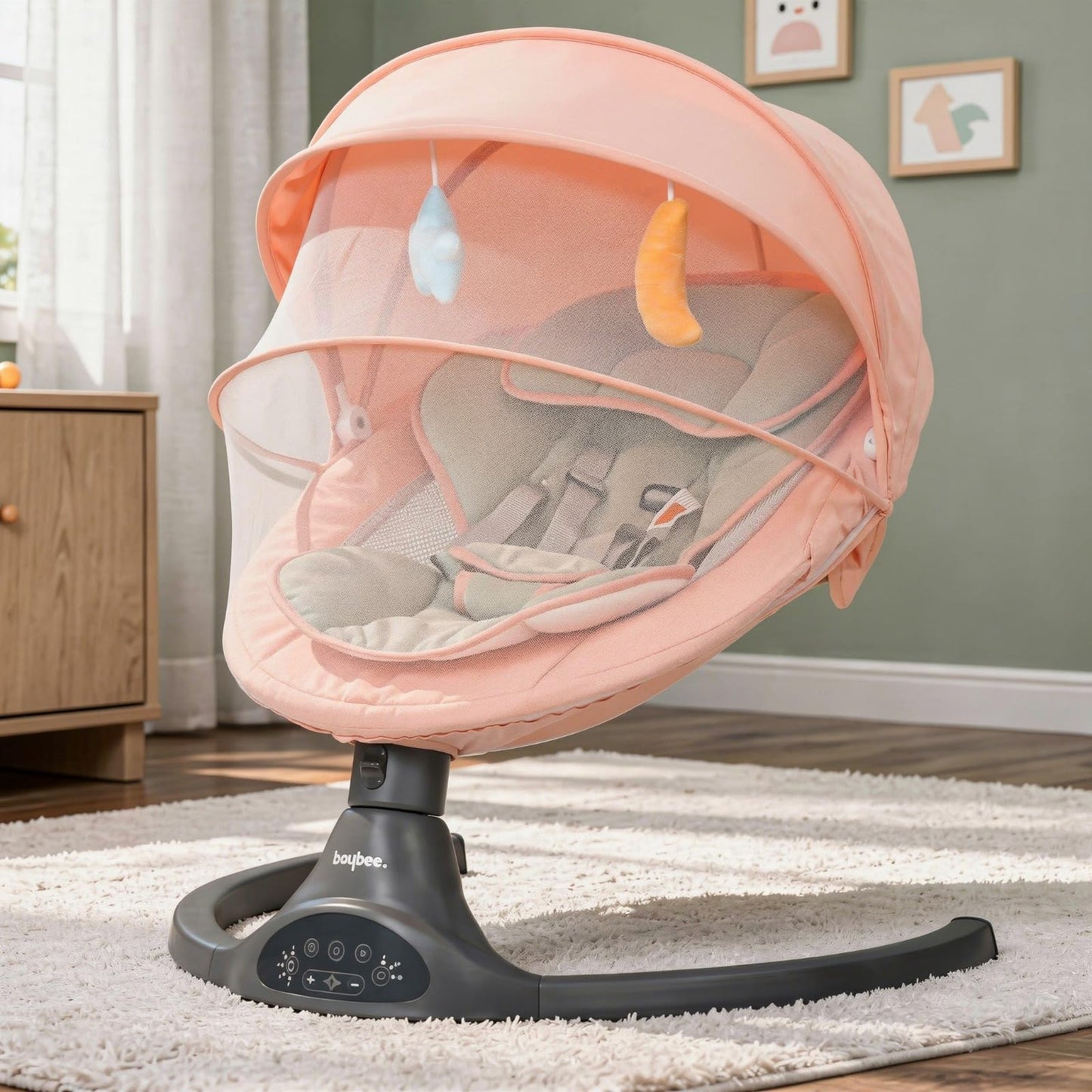 Baybee Automatic Electric Baby Swing Cradle For Newborn With Adjustable Speed, Soothing Music, Rocker Function, Mosquito Net, Sa