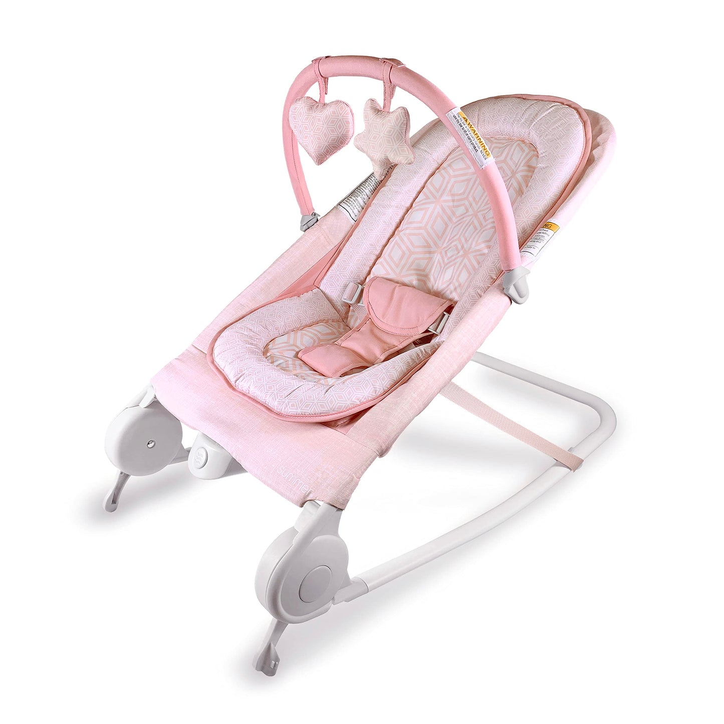 Summer Infant 2-In-1 Bouncer & Rocker Duo (Pink) Convenient And Portable Rocker And Bouncer For Babies Includes Soft Toys And So