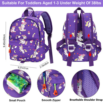 Accmor Toddler Harness Backpack Leash, Cute Baby Unicorn Backpacks With Anti Lost Wrist Link, Adorable Mini Child Backpack Leash