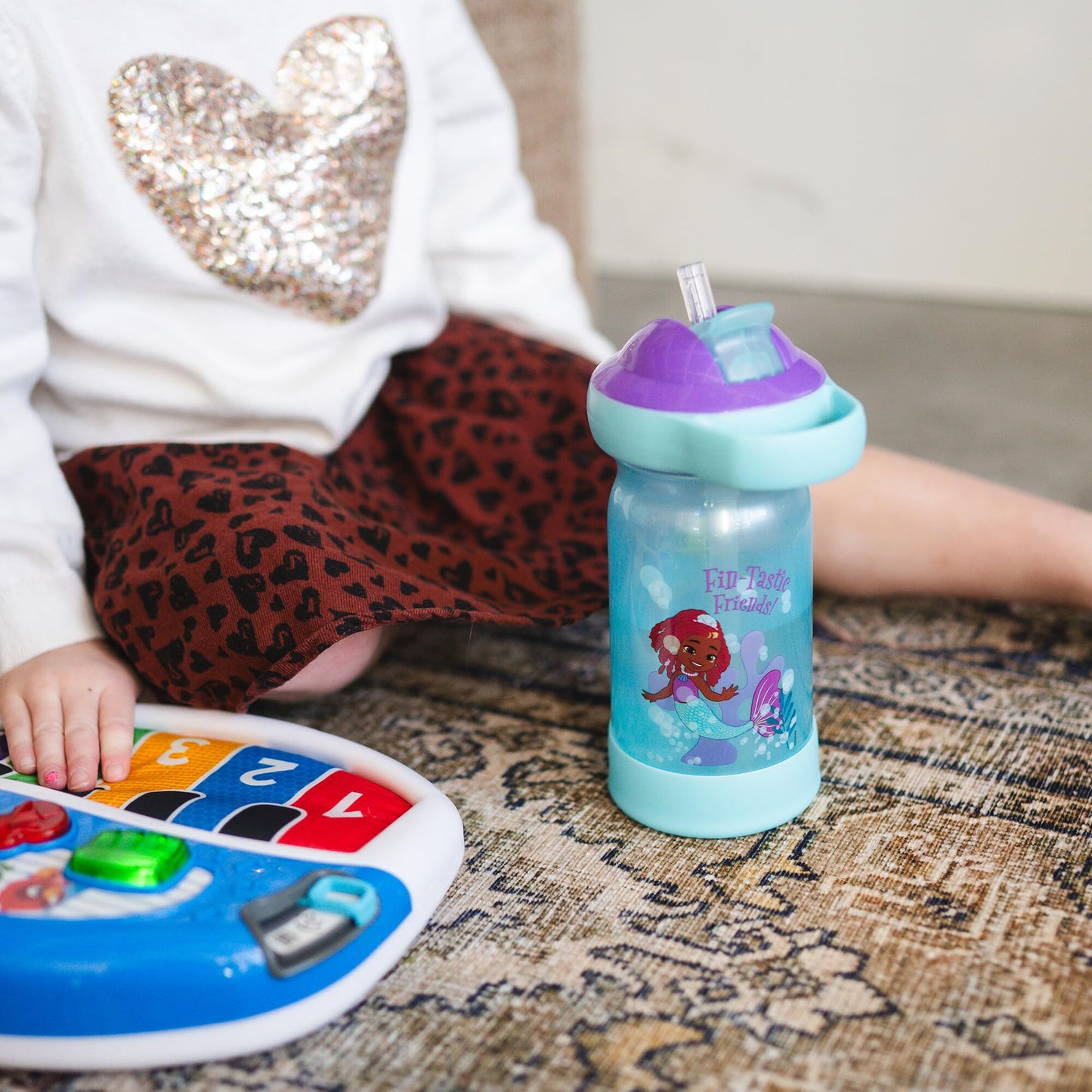 The First Years Disney Ariel Toddler Water Bottle - Spill Proof Disney Princess Water Bottles With Protective Dropguard - Disney