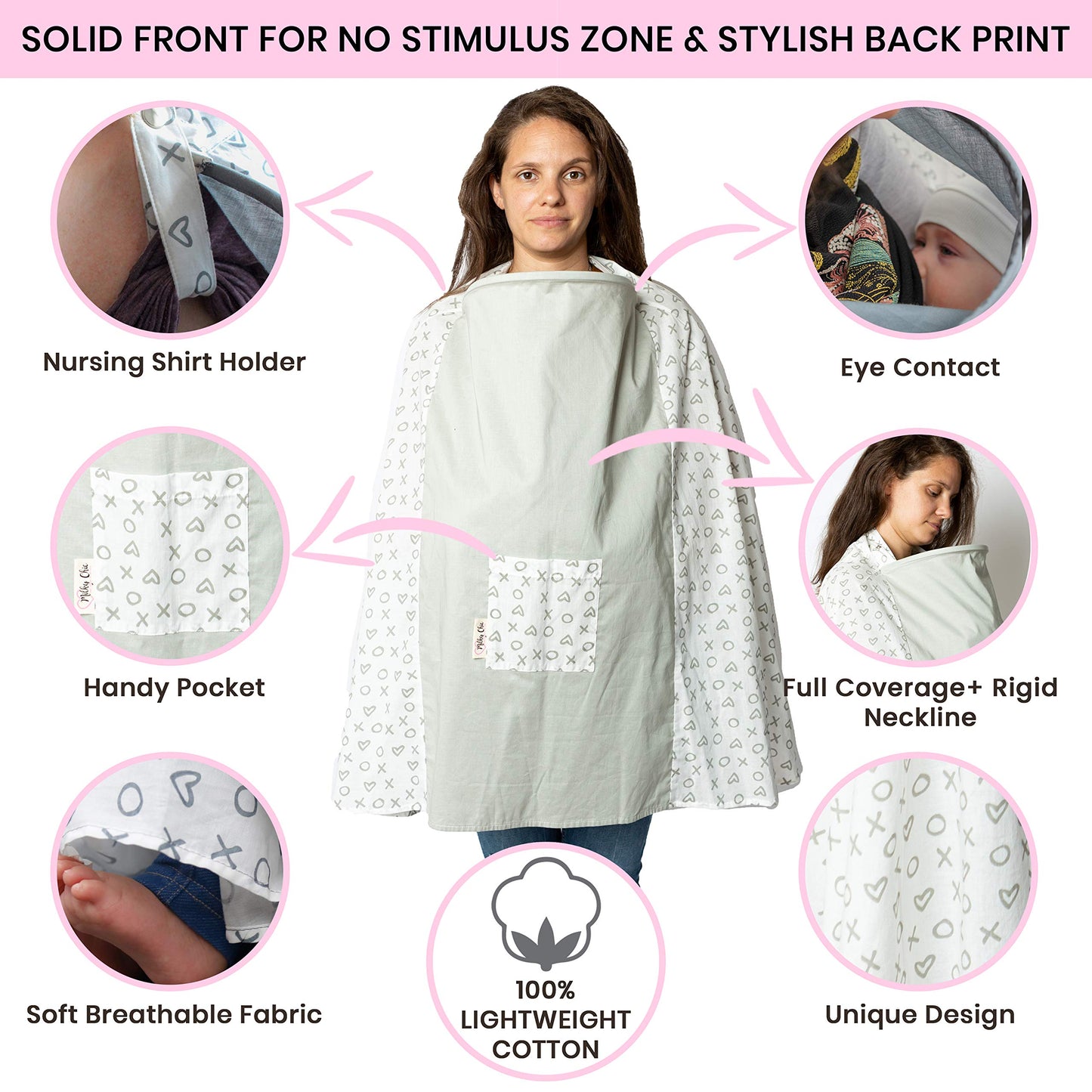 Milky Chic Nursing And Breastfeeding Poncho - Patent Pending 360 Full Coverage Wired Nursing Cover And Apron - Breathable, Soft