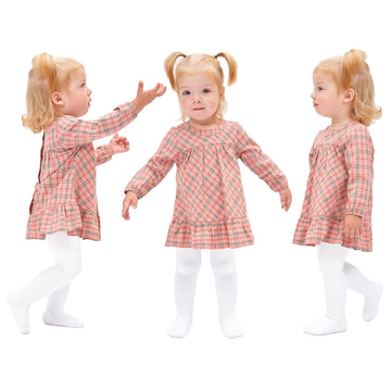 Stelle Toddler Girls Tights Baby Seamless Knit Thick Cotton Leggings Pantyhose(Infants/Kids/Childern)(3-Pack-White,S)