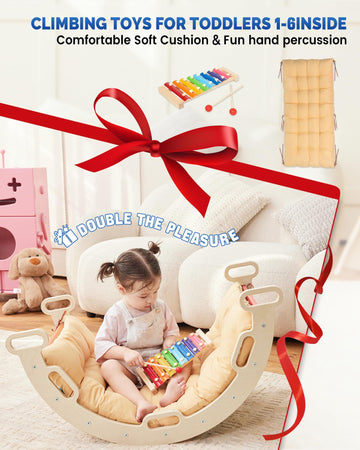 Pikler Triangle Set For Kids, 8 In 1 Colorful Montessori Large Climbing Toys For Toddlers 1-6 Inside With Ramp, Arch And Foldabl