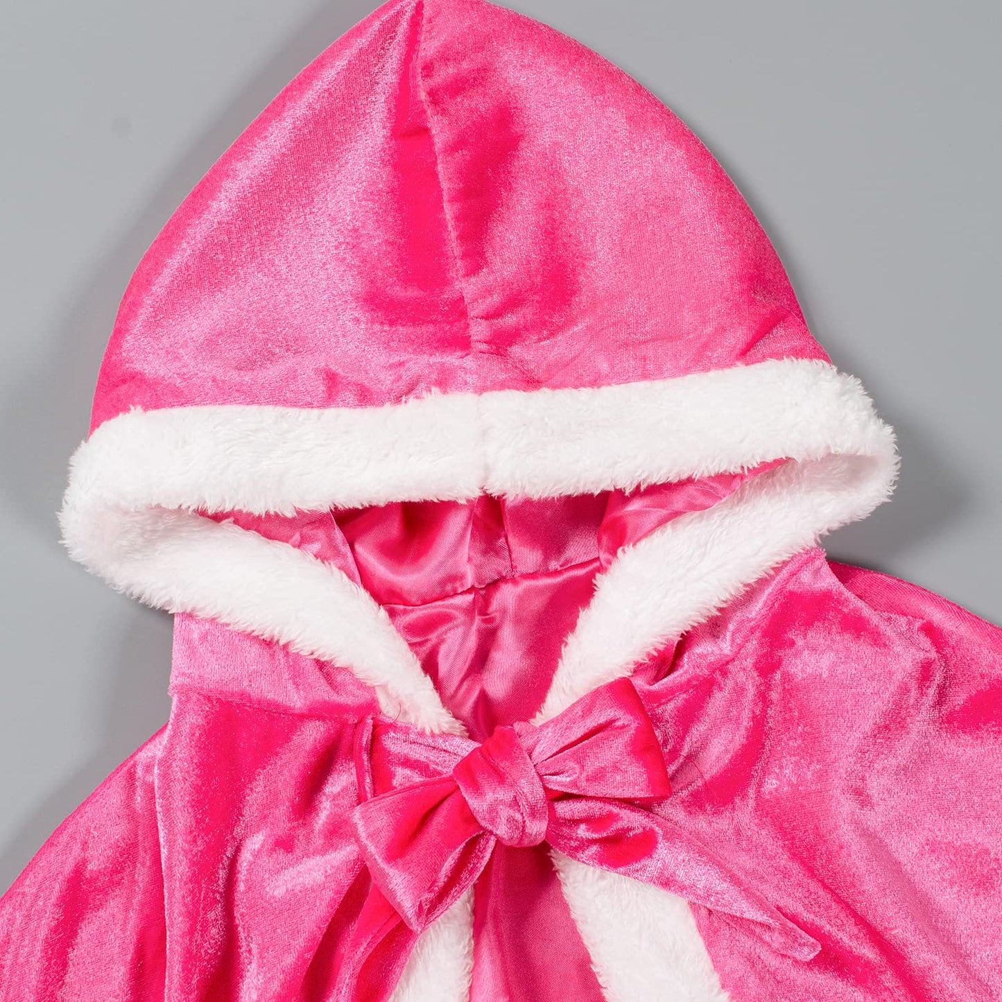 Party Chili Fur Princess Cape Fur Hooded Cloaks Costume For Girls Dress Up Pink 8-10 Years(140Cm)