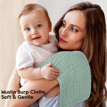 Unnivoll Muslin Burp Cloths For Baby 100% Cotton Burping Cloths For Boys Girls Large 20''X10'' Extra Soft And Absorbent 12 Pack