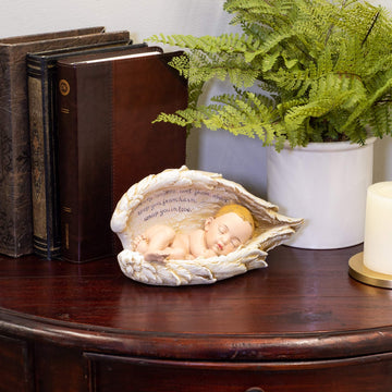 Joseph'S Studio 4.25 Inch Tall Sleeping Baby In Wings Figurine