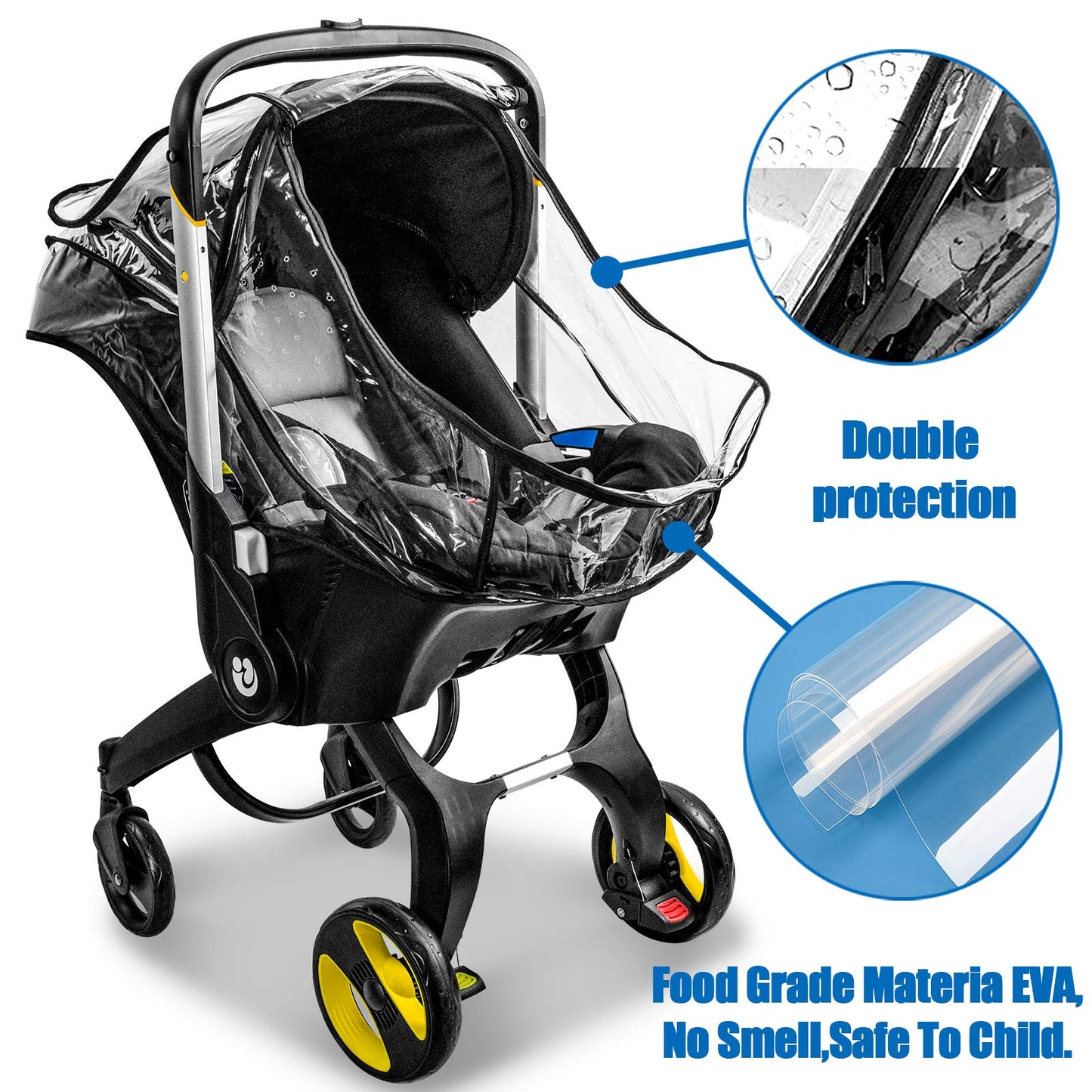 Car Seat Rain Cover,Food Grade Eva,Universal Baby Stroller Accessory For Infant Car Seat Stroller,Waterproof, Windproof Protecti