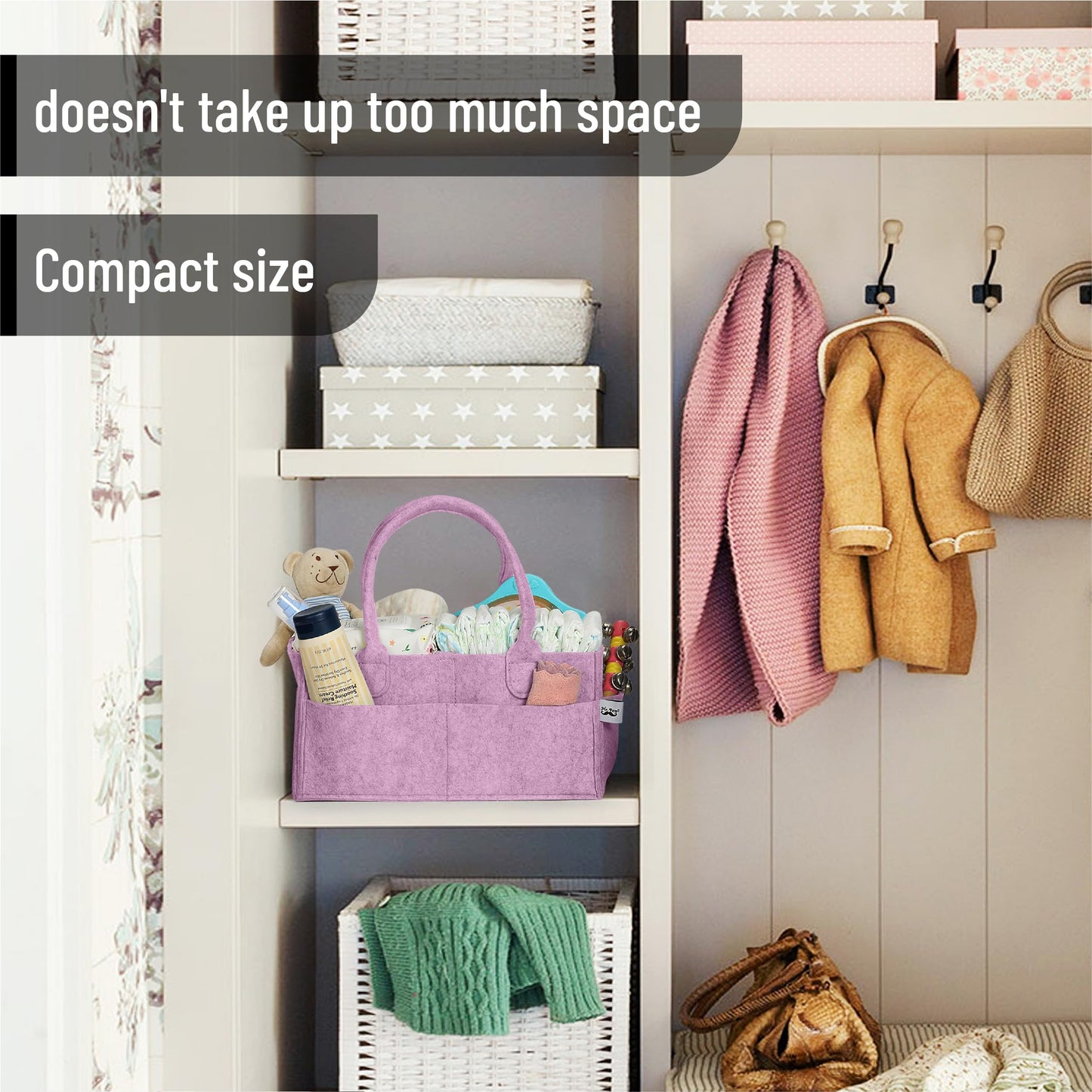 Mr. Pen- Baby Diaper Caddy Organizer, Lavender Dream, Baby Caddy Organizer With Handle, Compact Size, Collapsible & Portable