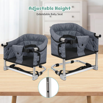 Booster Seat For Dining Table: Portable Toddler Booster Chair With Safety Buckle And Height Adjustable, Foldable Baby Feeding Ch