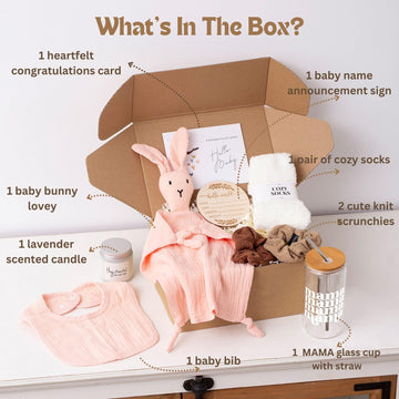 New Mom Gifts & Baby Shower Gifts For Girls Boys, 7-Piece New Mom Gift Basket After Birth, Pregnancy Gifts For First-Time Moms,