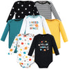 Hudson Baby Unisex Baby Cotton Long-Sleeve Bodysuits, Happy Planets 7-Pack, Preemie