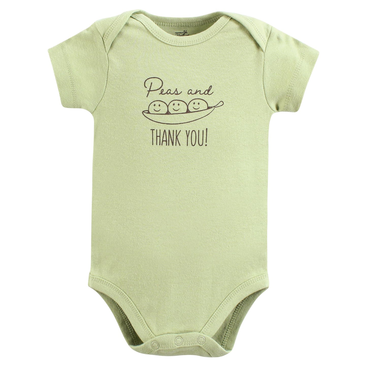 Touched By Nature Unisex Baby Organic Cotton Bodysuits, Peas And Thank You, Preemie