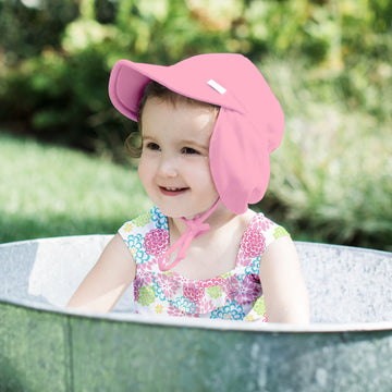 I Play Breathable Solid Flap Infant Baby Sun Protection & Swim Hat (Light Pink, 0-6 Months)