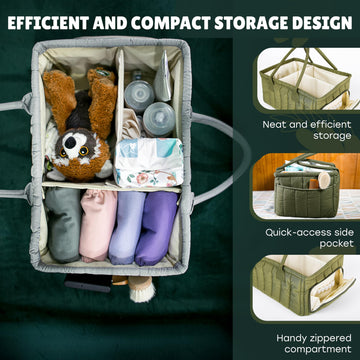 Eleghaunt Baby Diaper Caddy Basket Organizer-Sturdy, Breathable & Washable - Stylish Storage, Portable, Car Caddy Organizer, Nur