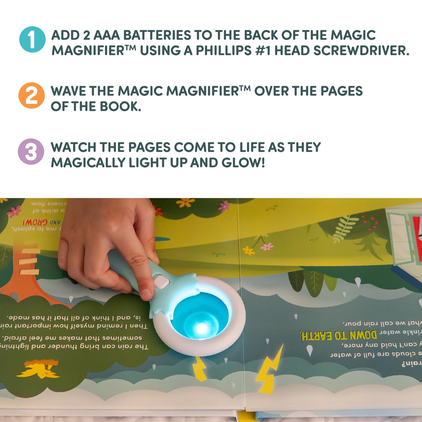 Glo Pals Blair Bath & Bedtime Bundle - Light Up Bath Toy with 1 Interactive Book, 2 Light Cubes & 1 Magic Magnifier - Toddler Ba