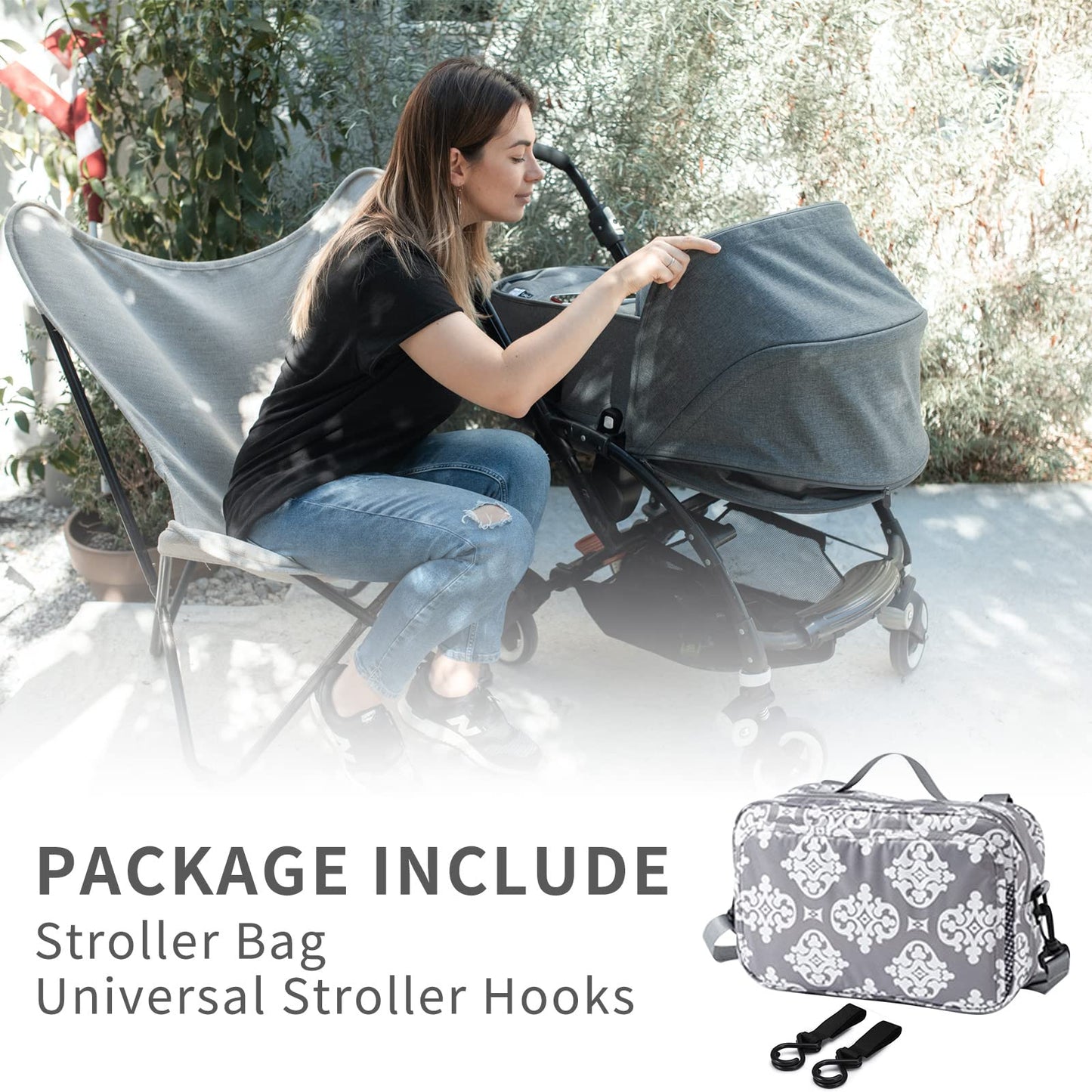 Diaper Bag Baby Stroller Bag Caddy Organizer For Baby Storage On The Go With Muti Pockets, Non-Slip Stroller Hooks And Adjustabl