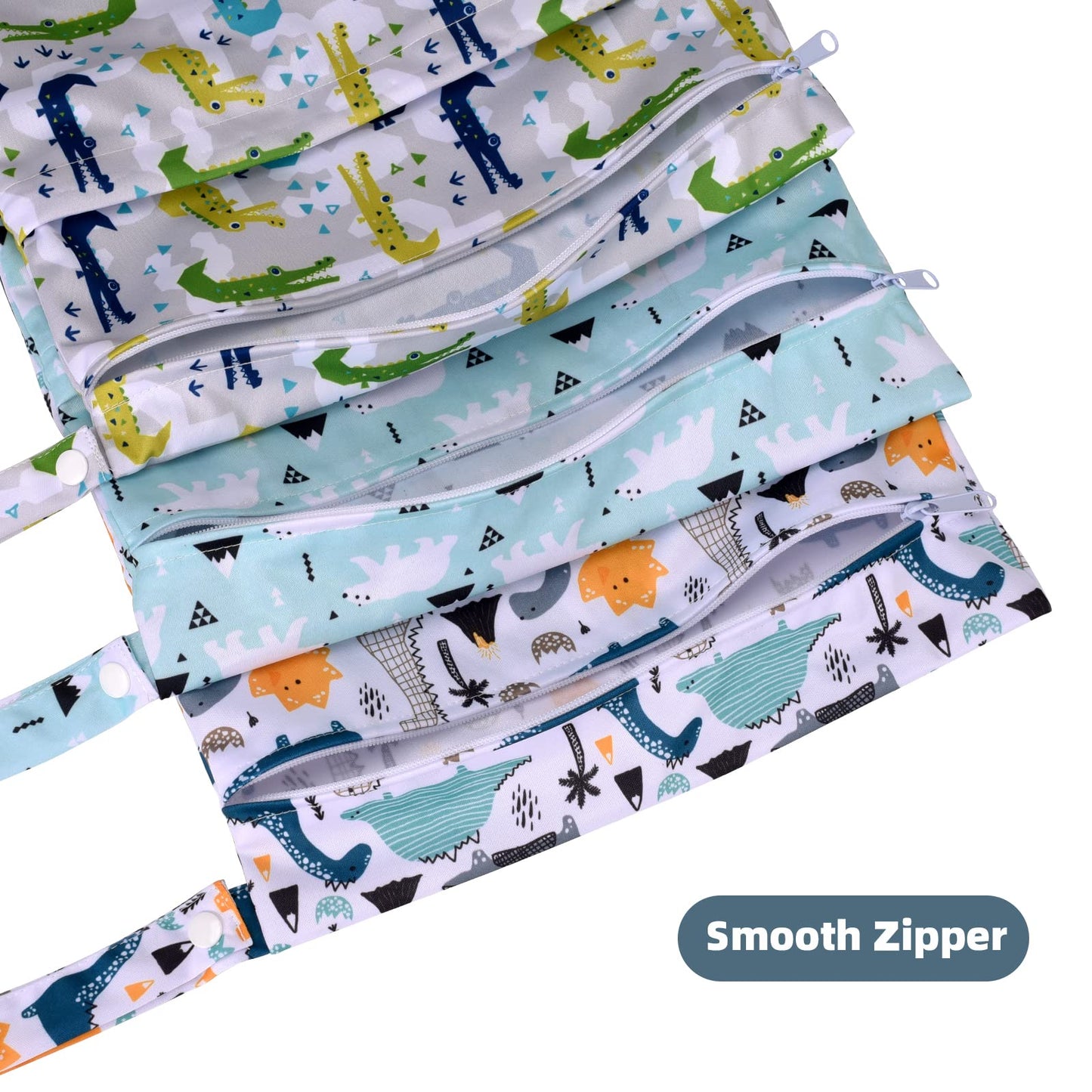 eaxin 3pcs Cloth Diaper Wet Dry Bags Waterproof Reusable with Two Zippered Pockets Travel Beach Pool Daycare Soiled Baby Items Y