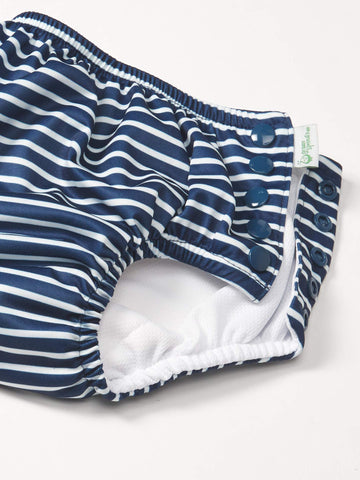 I Play Boys Reusable Absorbent Baby Swim Diapers Navy Stripe 6 Months