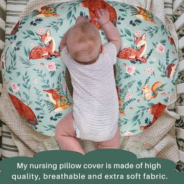 Tanofar Nursing Pillow Covers, Bear Breastfeeding Pillow Cover For Baby Boys & Girls, Woodland Nursing Pillow Case For Newborn,