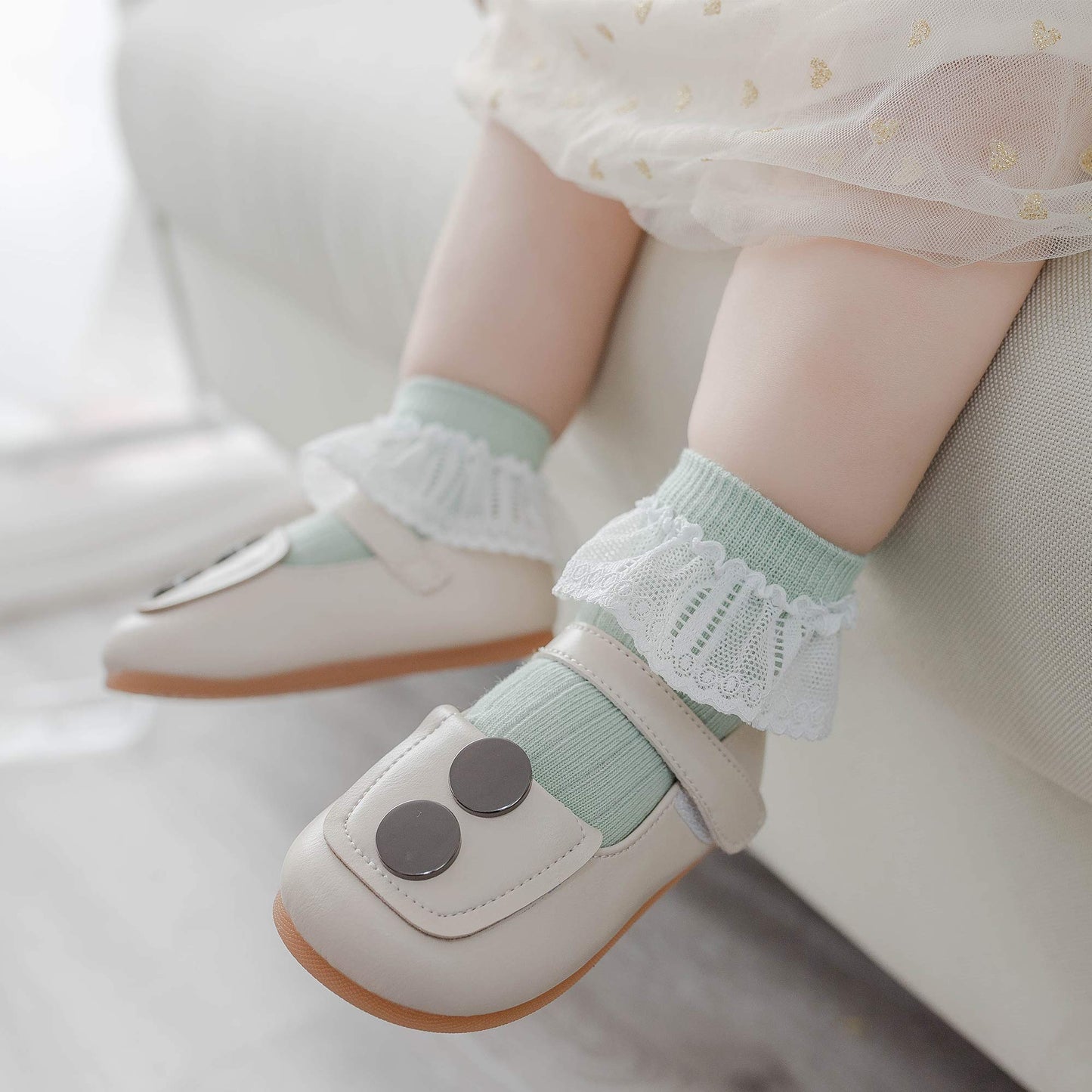 Viniknika 6 Pairs Toddler Baby & Child Girls Ruffle Lace Socks Knit Cotton Socks Newborn Infant Toddler Kids Girls