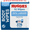 Huggies Extra Large Unscented Wipes, 9 Flip-Top Packs, 378 Count