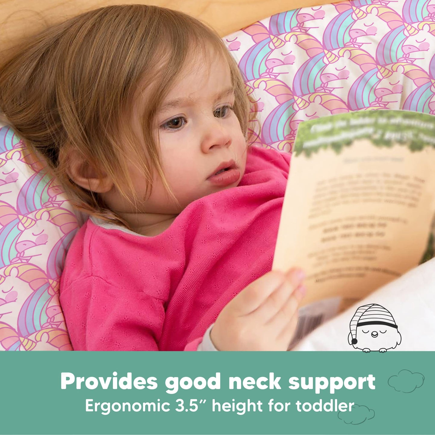 Toddler Pillow With Pillowcase - 13X18 My Little Dreamy Kids Travel Bed Pillows For Sleeping, Organic Cotton Small Pillowcase, S