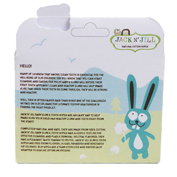 Jack N' Jill Baby Gum & Tooth Wipes - Natural & Safe, Contains Only Water & Xylitol, Soft Sterilized Cotton, Free From Fluoride