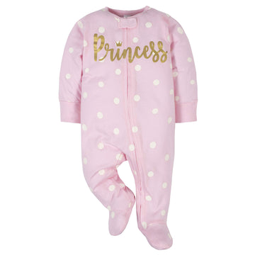 Gerber Baby Girls 4 Pack Sleep 'N Play Footie Princess Pink 3-6 Months