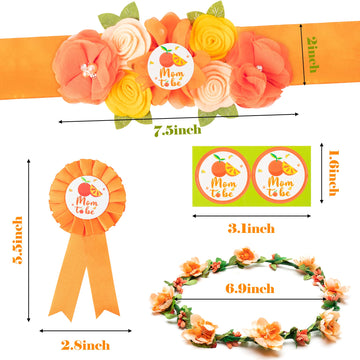 Little Cutie Citrus Maternity Sash Mom To Be & Daddy To Be Corsage Orange Clementine Flower Crown Pregnancy Sash Decoration Autu