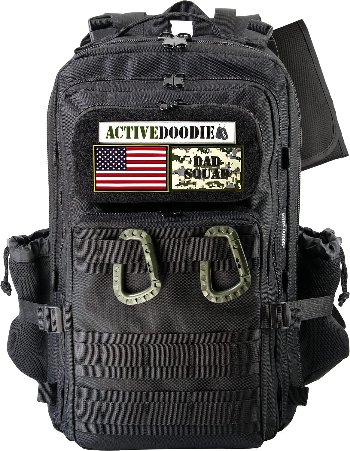 ActiveDoodie Dad Gear - Dad Diaper Bag for Men with Waterproof Changing Pad, Removable Dad Patches, Mens Diaper Bag, Black